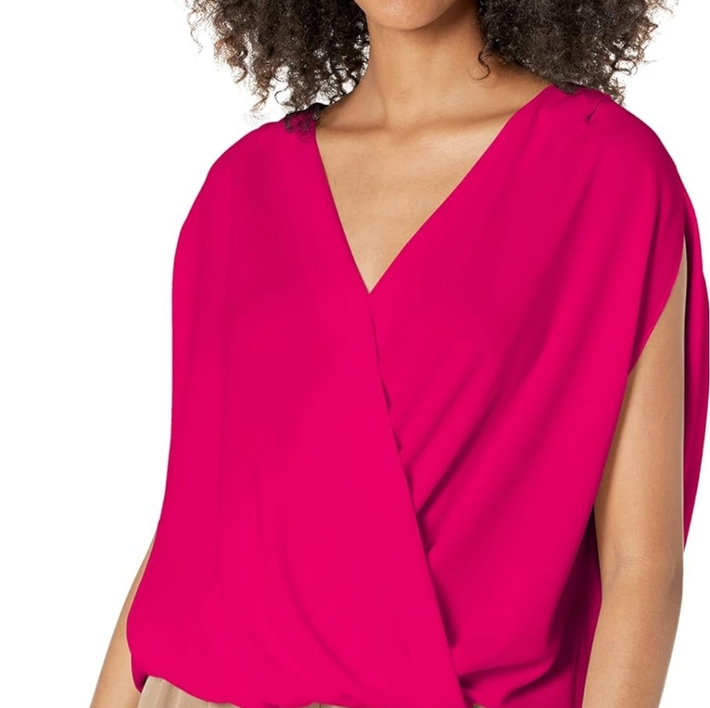 Trina Turk “Deep Well” Surplice Crepe Top – Size M (P.S. Pink) – NWT